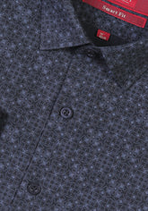 Grey-Black Floral Pattern Shirt